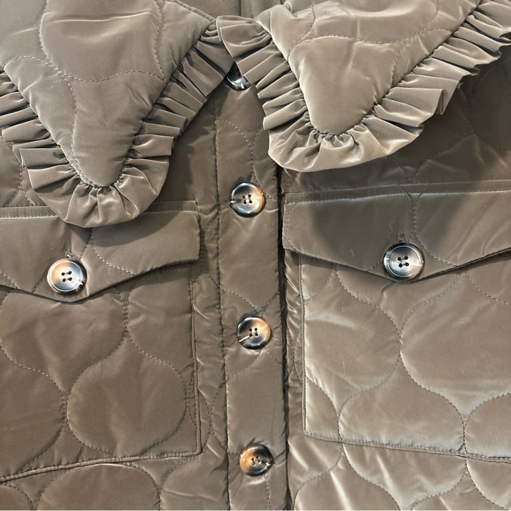 Anthropologie dra Los Angeles Mable Exaggerated Collar Brown Quilted Jacket Sz M - Picture 4 of 10